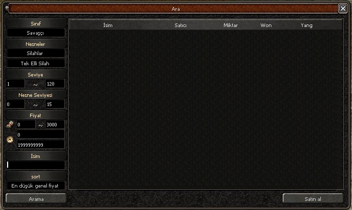 Metin2 Ticaret Camı satın alma ekranı